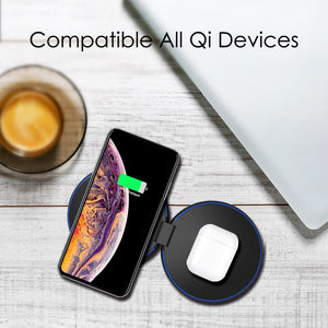 Flip Pad- Foldable Dual 20W Fast Qi Wireless Charger